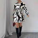 EVE Print POLO Neck Long Sleeve Mini Dress SHMF-1005