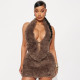 EVE Sexy Fur Neck Backless Two Piece Skirts Set GSBD-J25ST363