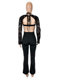EVE Lace Long Sleeve Off Shoulder Backless Jumpsuit SHD-9584