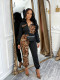 EVE Leopard Color Block Coat Two Piece Pant Set CM-9538