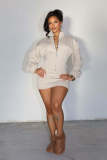 EVE Solid Color Long Sleeve Tight Mini Dress GXHF-M81010