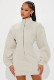 EVE Solid Color Long Sleeve Tight Mini Dress GXHF-M81010