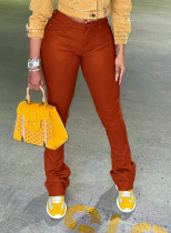 EVE Solid Color Multi-pockets Micro Flare Pants OMY-11069