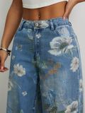 EVE Fashion Print Denim Wide Leg Jeans GYXN-15875#