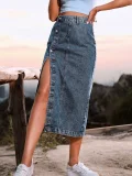 EVE Irregular Split High Waist Denim Long Skirts GYXN-30291