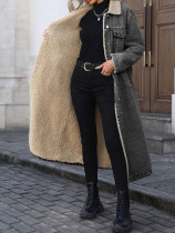 EVE Loose Long Sleeve Denim Fleece Long Coat GYXN-20781