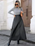 EVE PU Leather Solid Color Long Skirt GYXN-73187