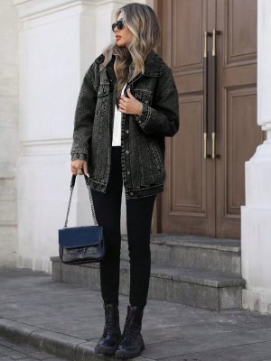 EVE Fashion Long Sleeve Loose Denim Jacket Coat GYXN-20808