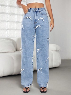 EVE Bow Ribbon Wide Leg Jeans GYXN-16153