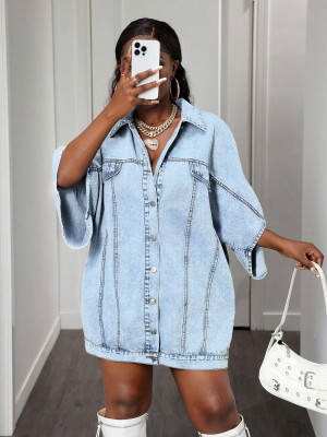 EVE Short Sleeve Loose Denim Jacket GYXN-65897