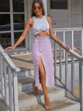 EVE Irregular Split High Waist Denim Long Skirts GYXN-30291