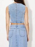 EVE Fashion Sleeveless V Neck Denim Vest GYXN-15277#