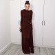EVE Solid Color Long Sleeve Ruched Maxi Dress XEF-K25D85711
