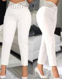 EVE Hollow Out Solid Color Pencil Pants GJMF-97761