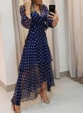 EVE Polka Dot Print Irregular Long Dress GJMF-97732