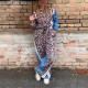 EVE Leopard Print Color Block Loose Two Piece Pants Set GJMF-97800