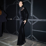 EVE Long Sleeve Solid Color Maxi Dress XEF-K25D86424