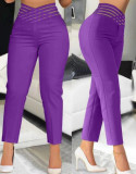 EVE Hollow Out Solid Color Pencil Pants GJMF-97761