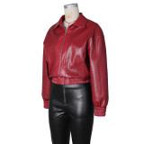 EVE PU Leather Loose Zipper Jackets ZSD-0774