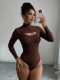 EVE Hollow Out Long Sleeve Slim Bodysuit GZJF-12030