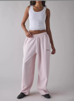 EVE Solid Color Embroidery Loose Sport Pants QOUY-6067