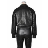 EVE PU Leather Loose Zipper Jackets ZSD-0774