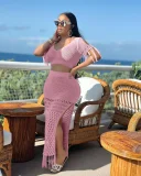EVE Solid Color Tassel Tops Split Hollow Out Skirt 2 Piece Set AL-1086