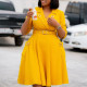 EVE Plus Size Solid Color Long Sleeve Midi Dress GCZF-8647