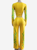 VIP1 Letter Print Long Sleeve Print Two Piece Pants Set GFCF-1427