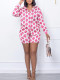 EVE Loose Print Long Sleeve Shirt Two Piece Shorts Set ZDF-31361