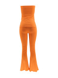 EVE Solid Color Tube Tops Two Piece Pants Set ZDF-31359