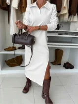 EVE Solid Color Long Sleeve Maxi Dress ZDF-33500