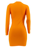 EVE Long Sleeve Solid Color Mini Dress ZDF-31366