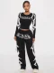 VIP1 Letter Print Long Sleeve Print Two Piece Pants Set GFCF-1427