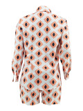 EVE Loose Print Long Sleeve Shirt Two Piece Shorts Set ZDF-31361