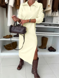 EVE Solid Color Long Sleeve Maxi Dress ZDF-33500