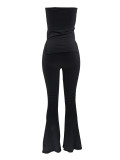 EVE Solid Color Tube Tops Two Piece Pants Set ZDF-31359