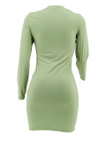 EVE Long Sleeve Solid Color Mini Dress ZDF-31366