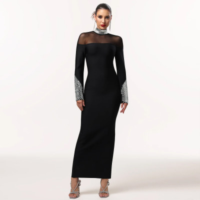 EVE Long Sleeve Hot Drill Slim Maxi Dress BY-7592