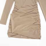 EVE Solid Color Slash Shoulder Lace Up Mini Dress GAXB-D377DS