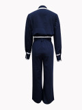 EVE Long Sleeve Solid Color Shirt Two Piece Pants Set OMY-12011