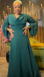 EVE Long Sleeve Ruched Solid Color Maxi Dress NY-11237