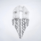 EVE Snake Print Furzzy Neck Bodysuit Tight Two Piece Pants Set GDSF-J25ST411