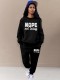 EVE Letter Print Long Sleeve Sweatshirt Two Piece Pants Set SH-390909