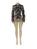 EVE Long Sleeve V Neck Plaid Print Shirt CH-25070