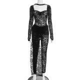 EVE Lace Backless Bodysuit Two Piece Pants Set GDSF-D25ST490
