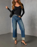EVE Hot Drill Washed Straight Jeans GYAN-89328