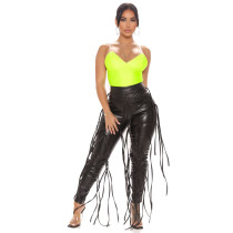 EVE Casual Tie Up PU Leather Pants GYOM-K8707