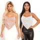 EVE Sexy Sequin Halterneck Tie Up Tank Tops GYOM-801