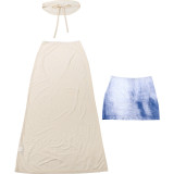 EVE Solid Color Tie Up Tube Top Skirt 3 Piece Set GSLF-K25S83846